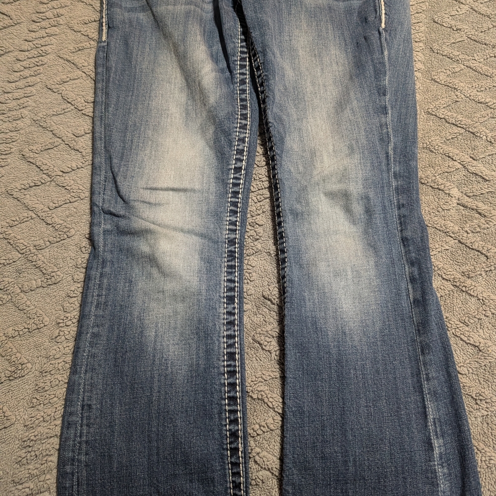 Vigoss Women's Distressed Blue Boot Cut Jeans - Picture 5 of 6